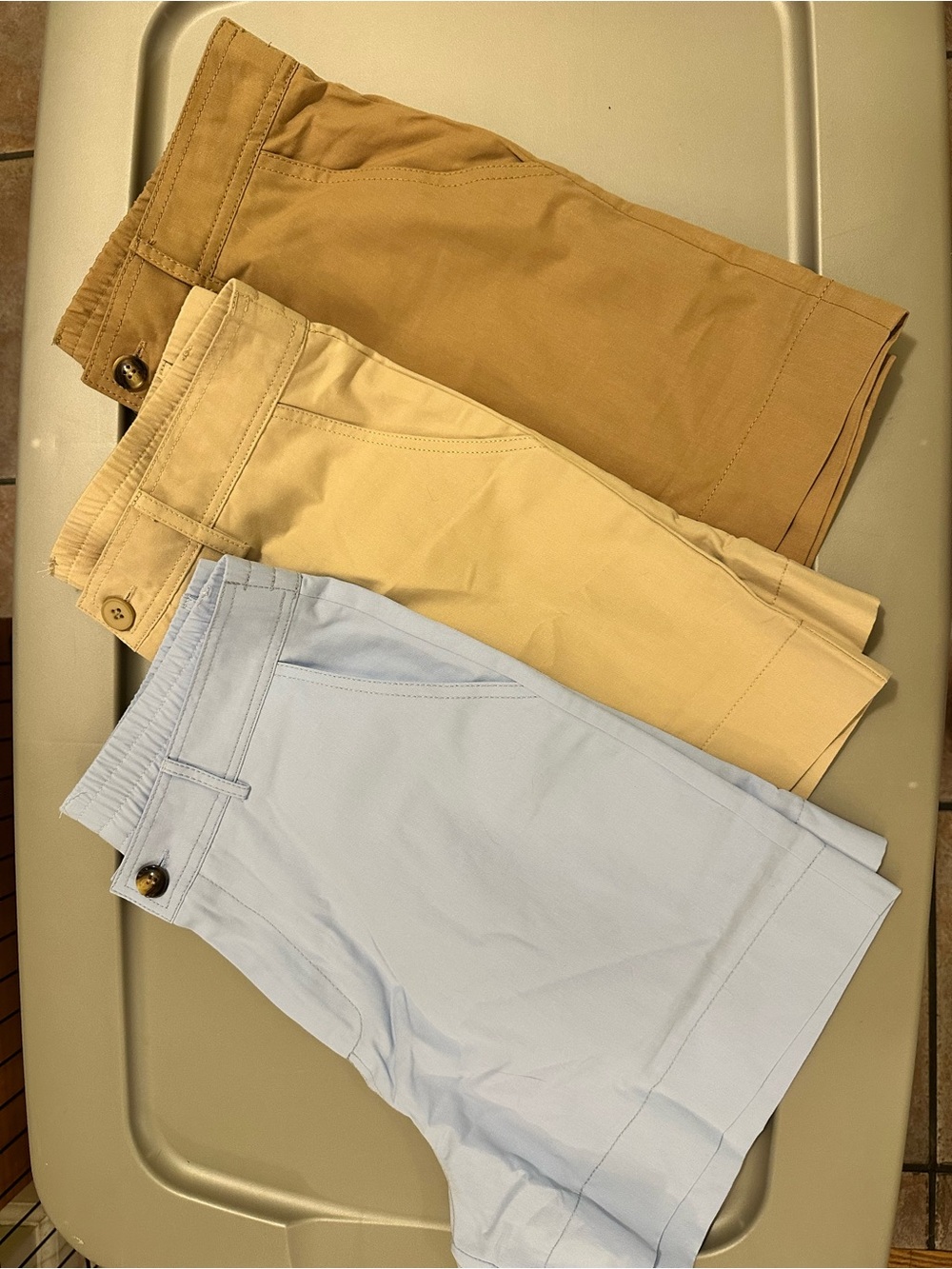 3-Pack Women's Casual Cotton Shorts in Light Blue, Khaki, and Tan